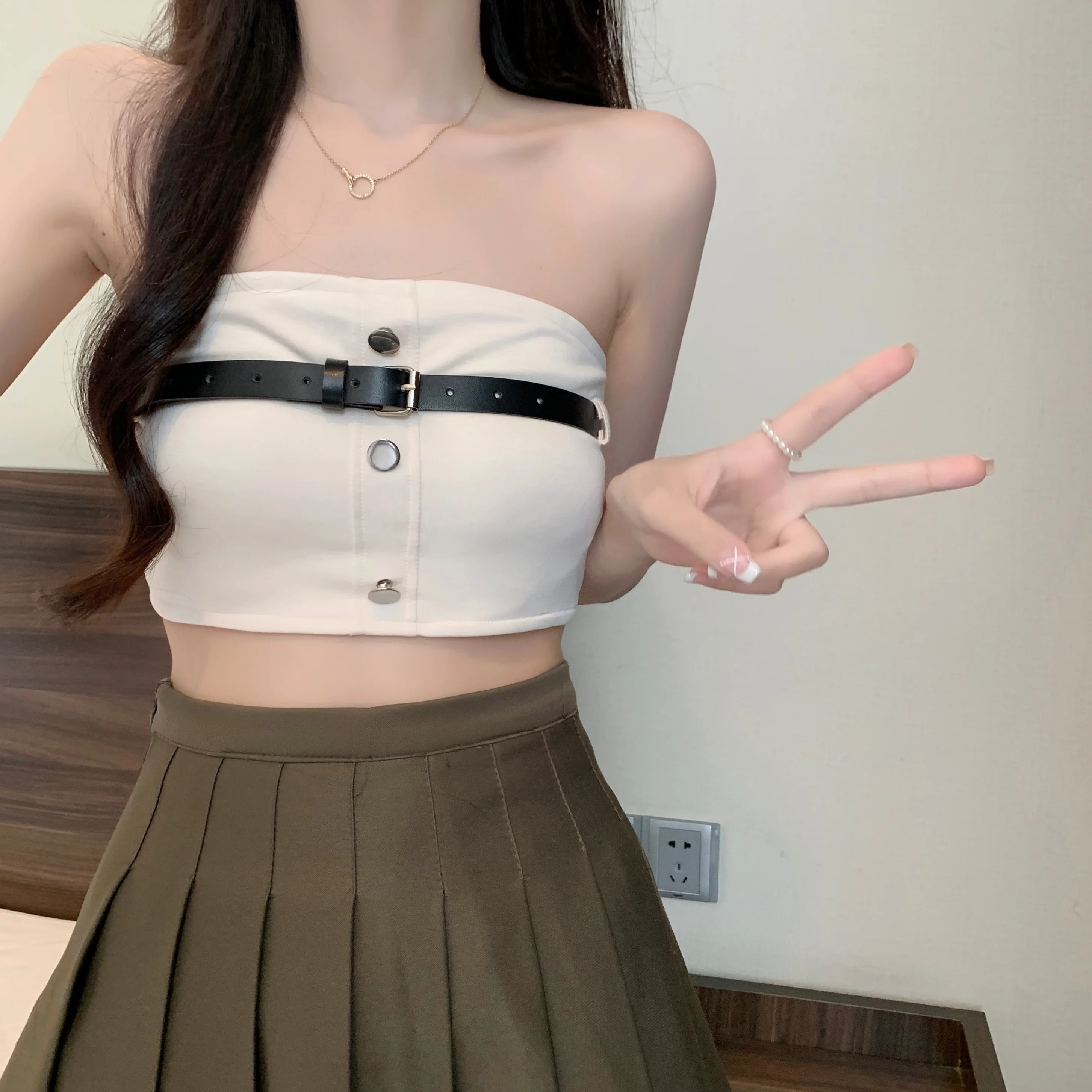 Zjaiss 2026 Frühling Sommer Cargo-Style Crop Tube Top Coole Streetwear Farbblock-Camisole-Top für Damen Tank Top