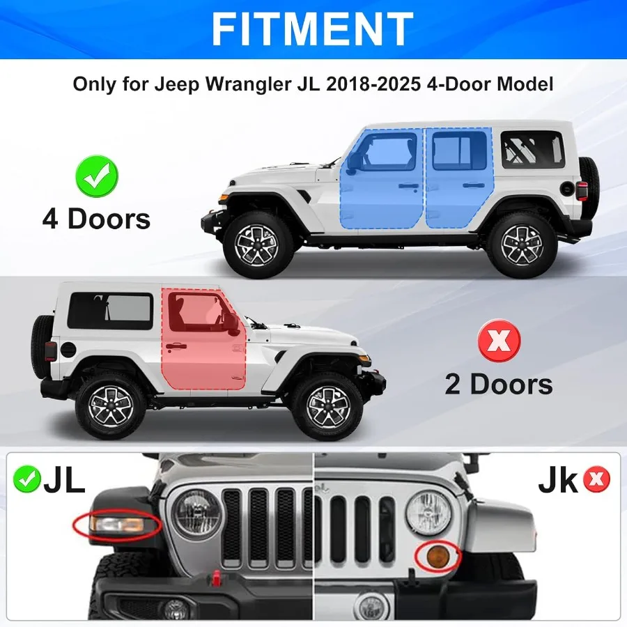 บันไดข้างรถยนต์สำหรับ Jeep Wrangler JL ปี 2018-2023 2024 2025 2026 บันไดข้างสำหรับ JL 4 ประตู แผงสีแดง 7 นิ้ว บันไดข้างกันกระแทก