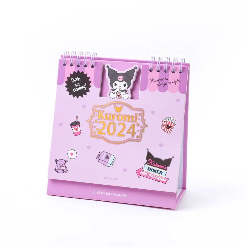 Kawaii Sanrios Anime Kuromi Melody Cinnamoroll Calendar 2024 Daily Plan Schedule Desk Desktop Decor Students Stationery Supplies