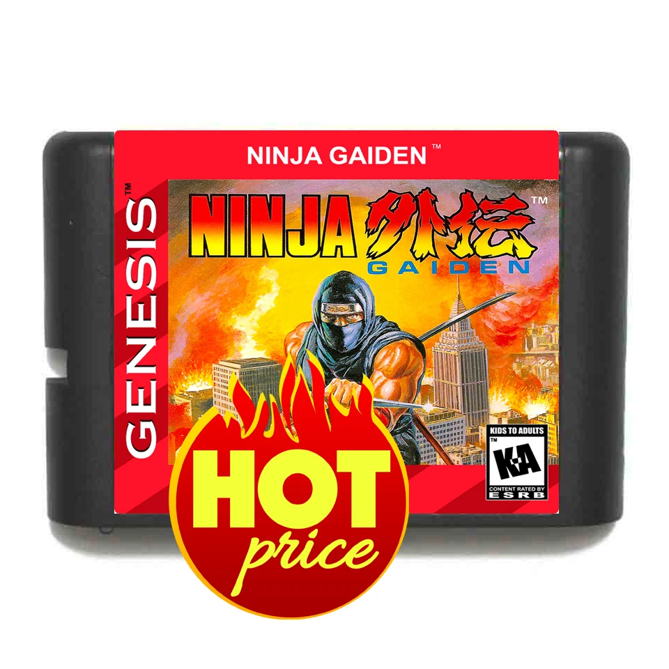 Ninja Gaiden 16 Bit MD Game Card Reproduction Cart for Sega Genesis Mega Drive