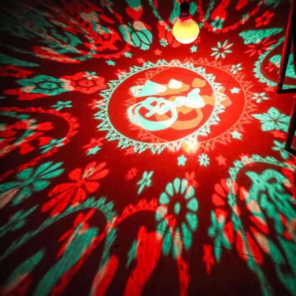 Good Luck New Year Fu Character Light Bulb Rotating E27 Spiral Colorful Light Bulb Colorful Changeable Spotlight Bulb New Year