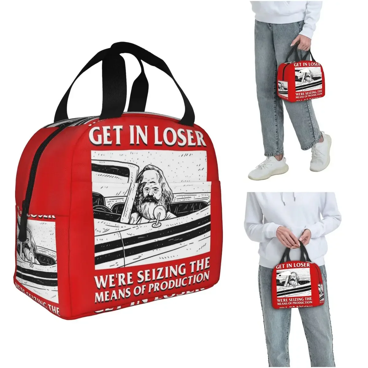 Get In Loser We're Seizing The Means Of Production Isolierte Lunchtasche für Damen und Kinder, tragbare Lebensmittelboxen, Thermo-Lunchbox-Tragetasche