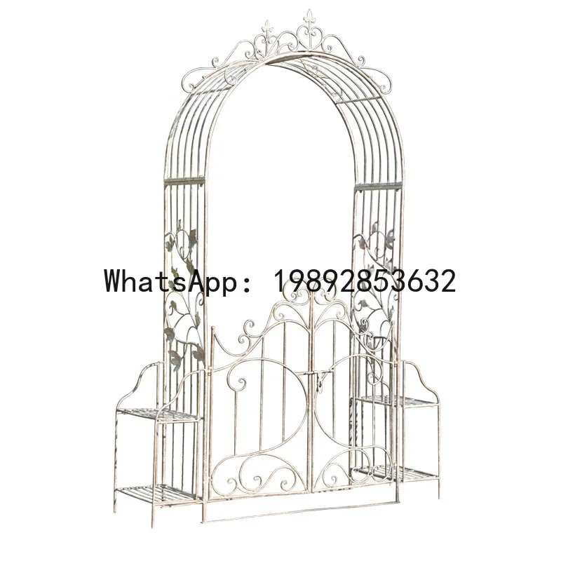 

Садовая арка-опора для растений Xl из кованого железа в форме розы - винтажная отделка под старину