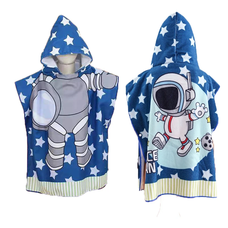 Astronaut Children Sleepwear Robes Boy Cosmonaut 0-6Year Kid Hooded Cloak Bathrobe Towel Beach Bathrobe With Hood Microfiber