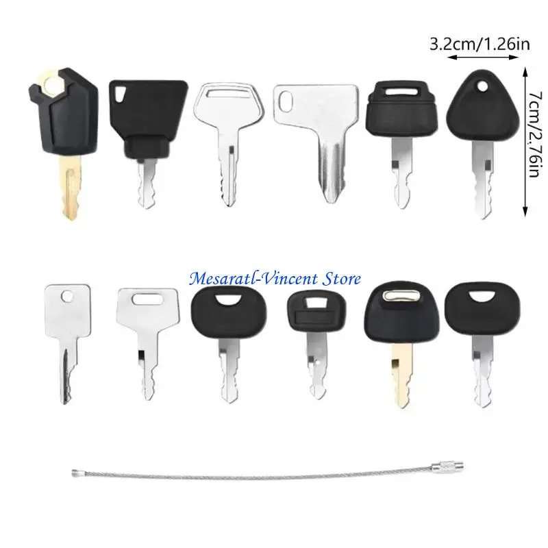 A70F 12pcs Kunci Pengapian Kunci Kunci Konstruksi Konstruksi Konstruksi Kunci Pengapian