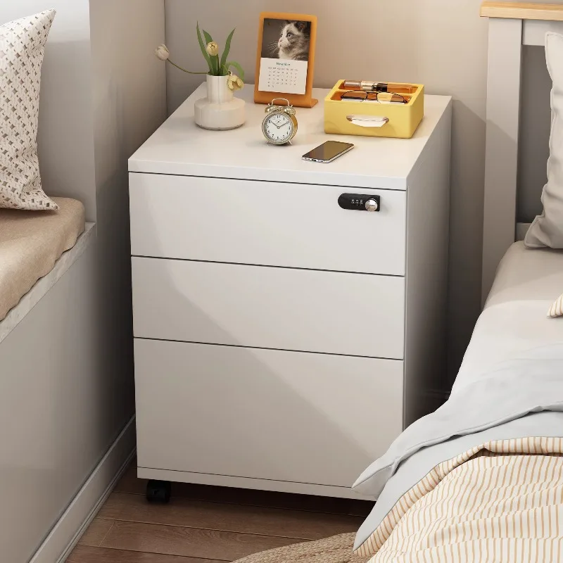

Document bedside table with wheels and lock storage under the table