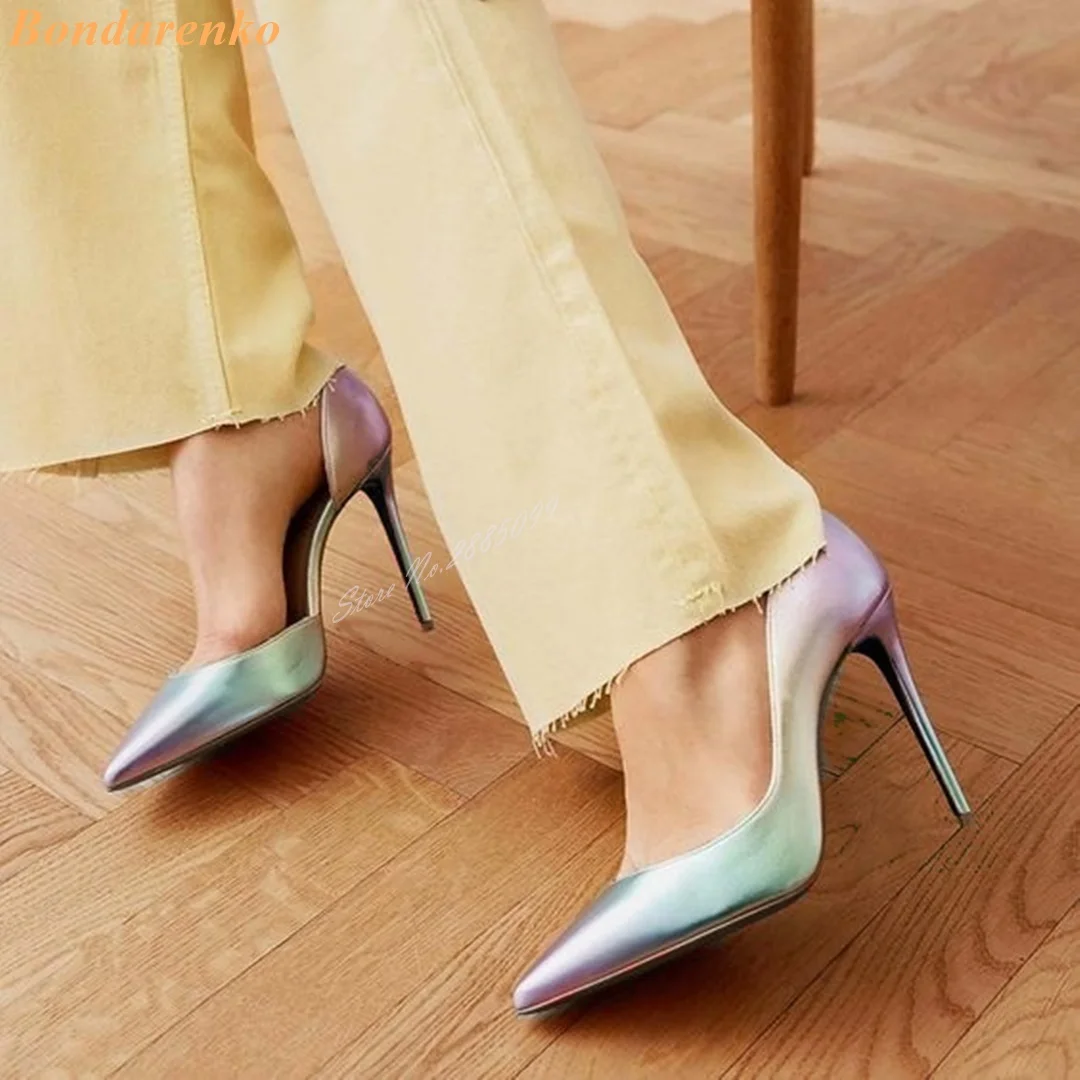 

Mixed Colors Shallow Pumps Pointy Toe Stiletto Heels Slip On Women Pumps Sexy Style Summer Party Designer New Shoes Dress Spring