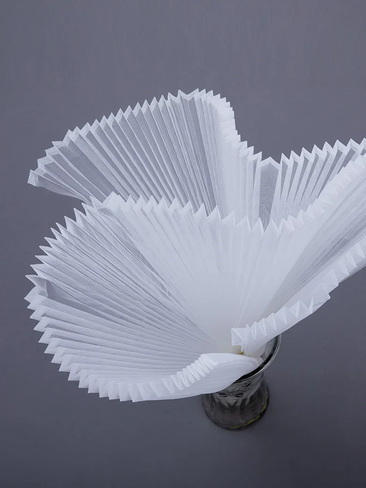 Pleated Mesh Fabric Large Organ Folds Fabric DIY Handmade Material Birthday Party Backdrop Decor Wedding Style Clothing Design