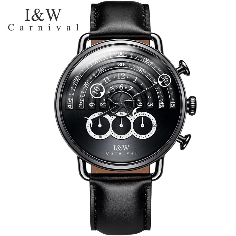 IW Men\'s Fashion Design Sports Quartz Watch Mens Watches Top Brand Luxury Waterproof Date Chronograph Leather Watch Relogio