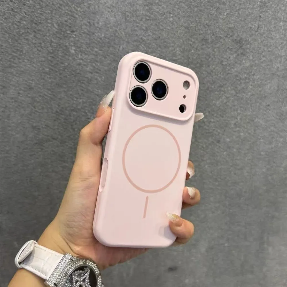 حافظة هاتف مغناطيسية من السيليكون السائل الأصلي لهاتف آيفون 17 16 14 15 Plus 12 13 Pro Max 17 Air لغطاء الشحن اللاسلكي Magsafe