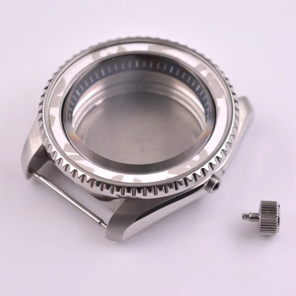 20ATM 42mm silver watch case dome sapphire glass fit NH35 NH35A NH36 NH36A movement