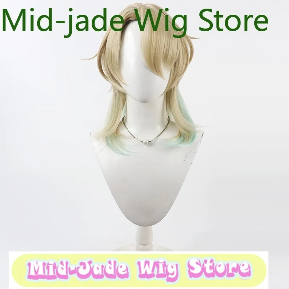 Peruca de jade médio ondas wuthering jue cosplay peruca anime jogo rpg festa de halloween perucas sintéticas