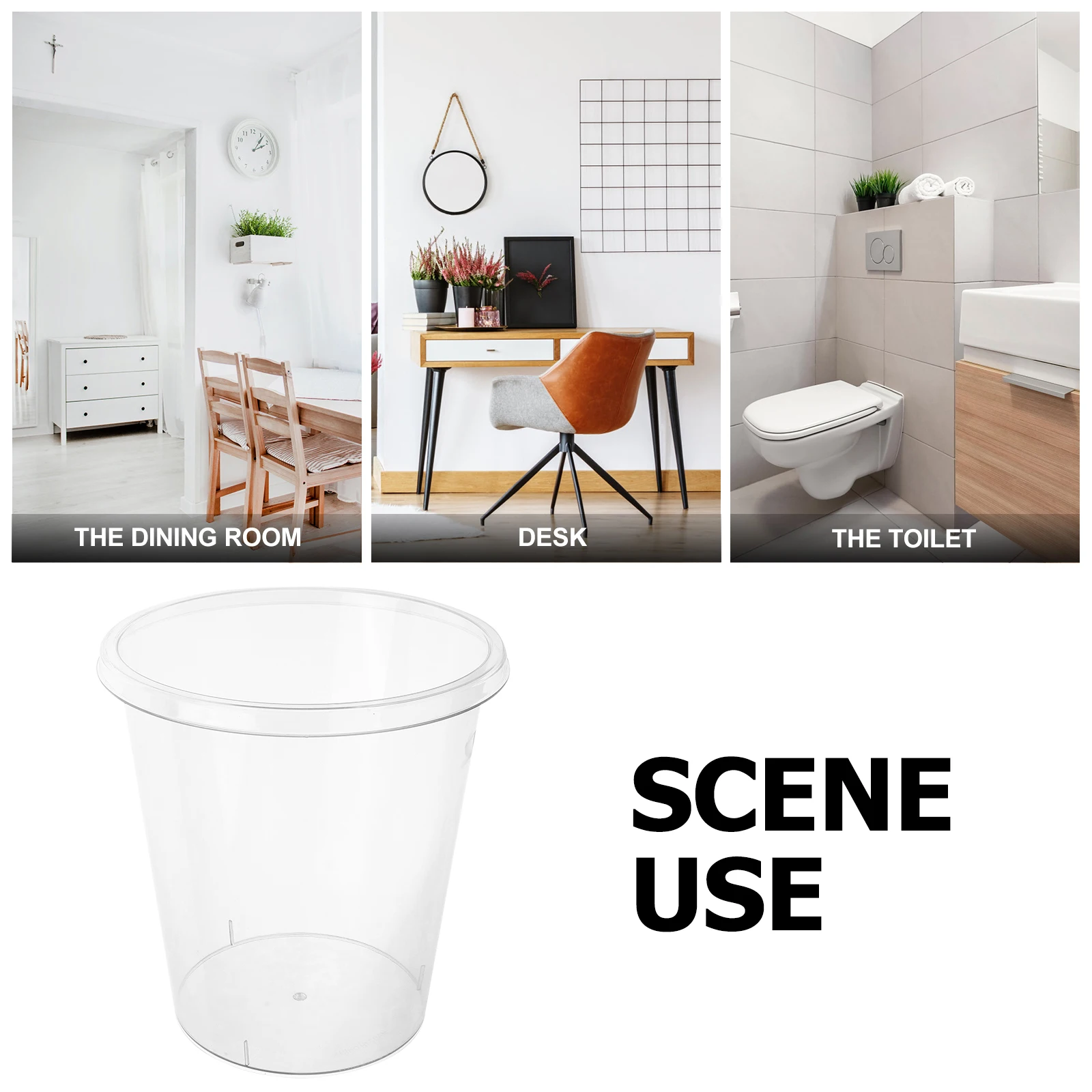 

Large Transparent Trash Can Home Office Waste Bucket Modern Plastic Garbage Bin Bedroom Bathroom Kitchen Household