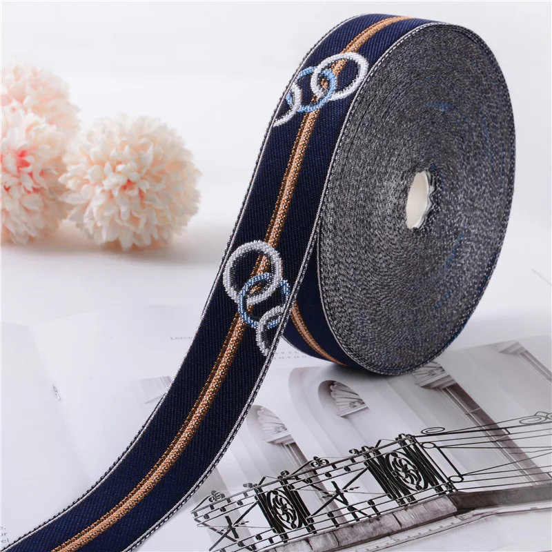 

25M/Lot 3cm Wide Rings Embroidery Jacquard Lace Trim Ribbon Belts Curtain Accessories Pillow Edge Garments Decor DIY Sewing