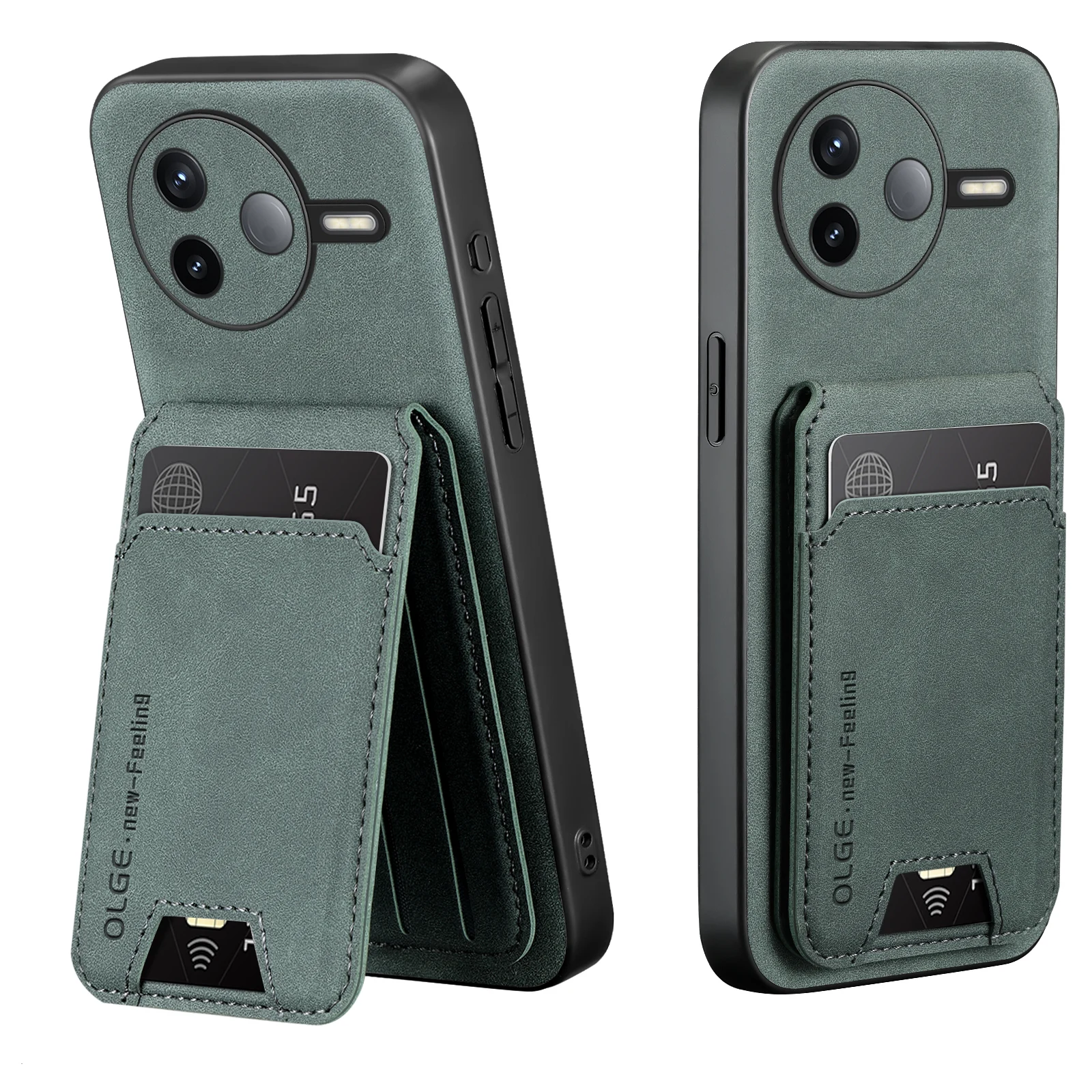 Phone Case For Redmi K80 Pro K70 E K60 K40S Solid Color Leather Wallet Card Slot Bracket Cover Funda view 3