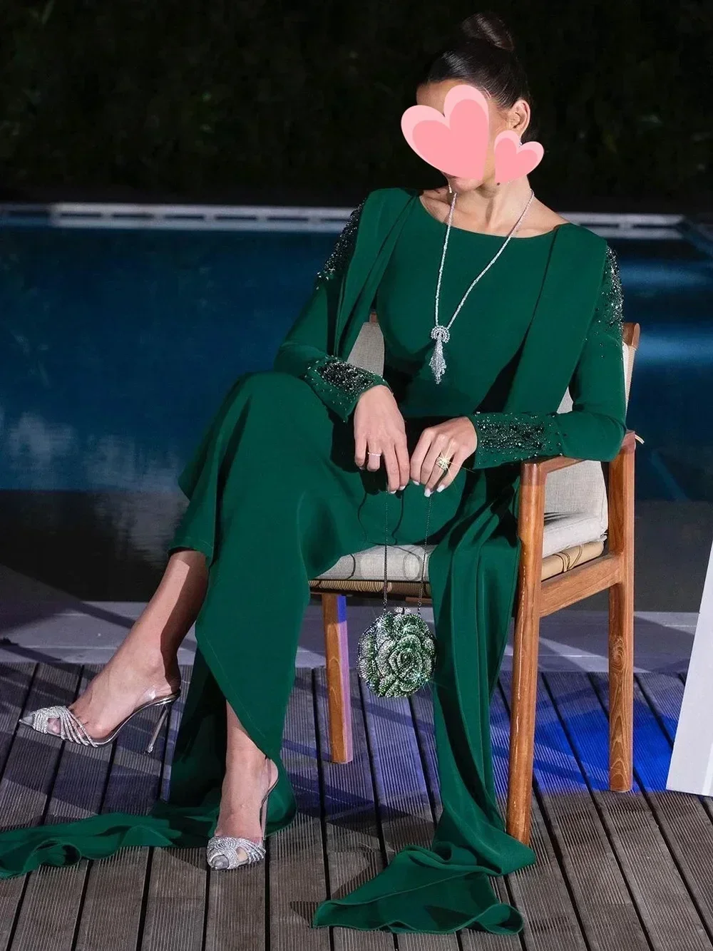 Elegante vintage vestidos de baile uma linha verde miçangas sem costas pérolas tornozelo comprimento formal ocasião sexy festa à noite