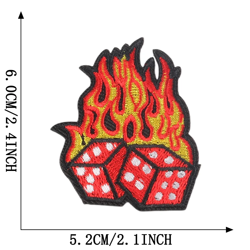 Patch Thermo collant Rock Punk Feuer Blitz Schädel für Kleidung Eisen auf Puffer Jacke Designer gestickte Nähen Abzeichen Rucksack a – Detail 3