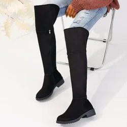 Size 42 Fashion Women Shoes 2023 New High Quality Suede Women's Over-the-Knee Boots Height-increasing Slimming Black High Boots