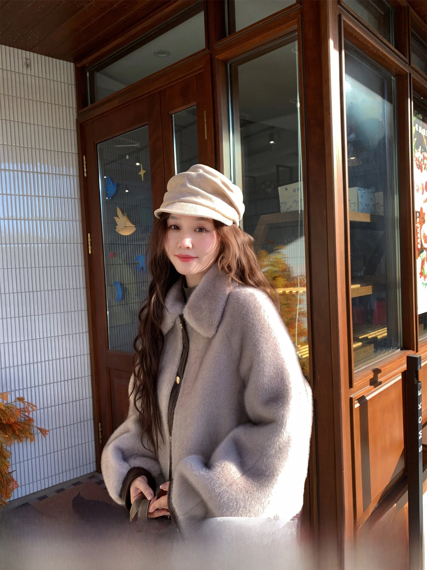 

TheWangs Women's ort Fur Coat Inteated Leather And Fur Unique Beautiful Warm Thi Winter Outerwear Zipper Closure Long S...