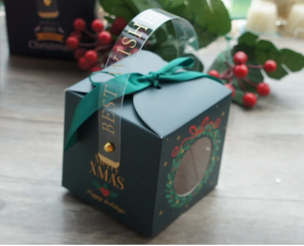 12 Stück Weihnachts-Papierbox mit Fenstergriff, Pralinenschachtel, Seife, Kerze, Kekse, Süßigkeiten, kleine Geschenkverpackung, Partygeschenke, Dekor – Detail 4