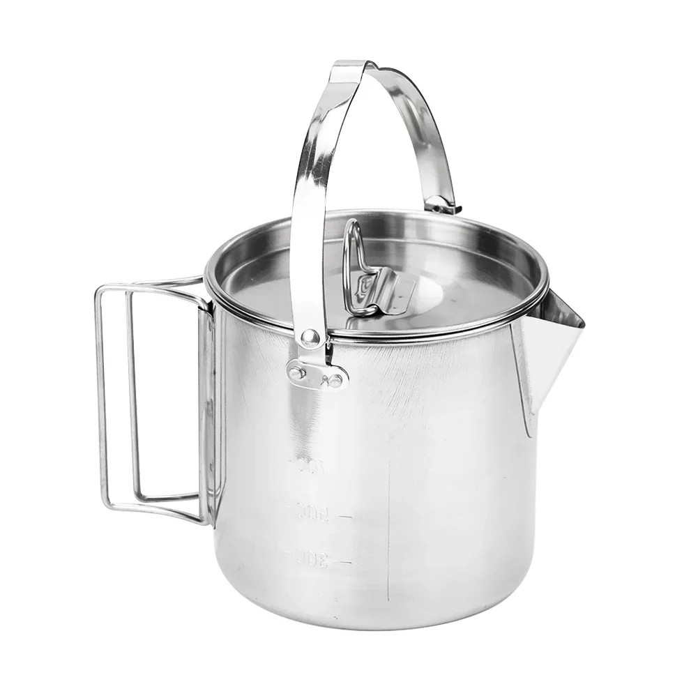 

1 комплект, уличная портативная складная ручка, чашка из нержавеющей стали, посуда для пикника, чайник, простой горячий чайник, металлические товары для дома и кухни