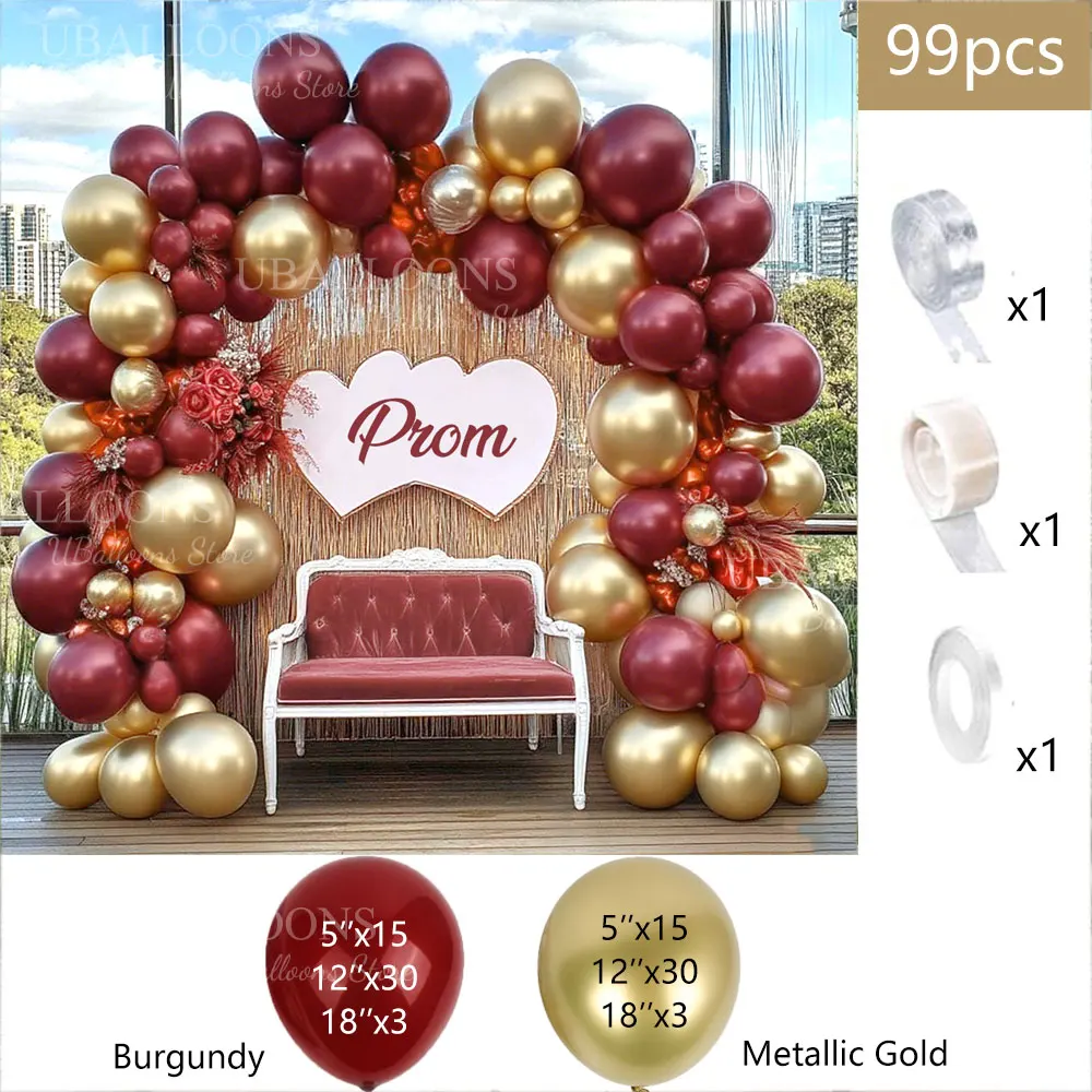Burgunderrote Roségold-Luftballons, Bogen-Set, Metallic-Gold, Weiß, Burgunder-Luftballons, Girlande für Geburtstag, Hochzeit, Baby, Brautparty, Dekoration – Detail 19