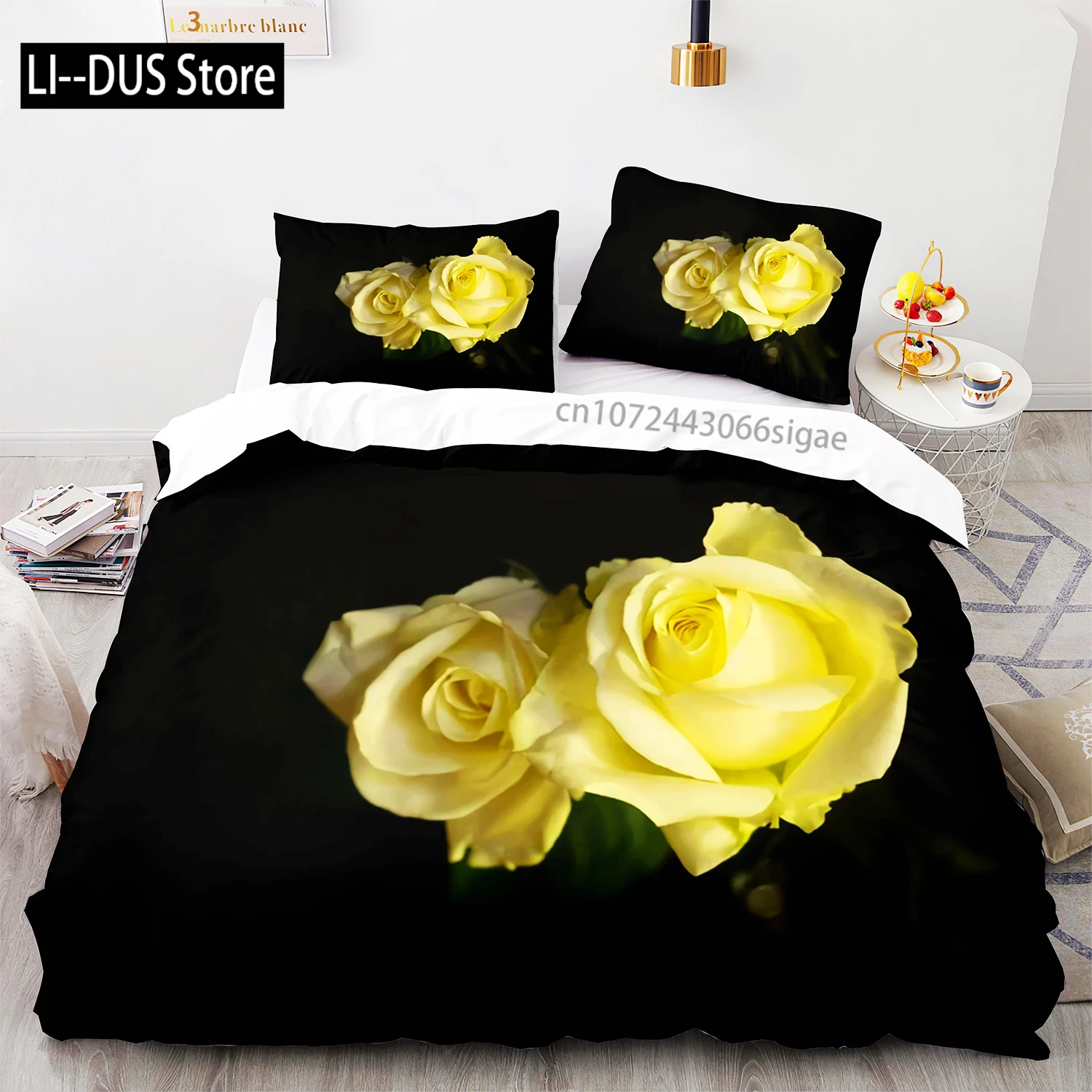 روز زهرة طقم سرير واحد التوأم كامل الملكة الملك الحجم الحب مدى الحياة طقم سرير غرفة نوم الكبار غطاء لحاف مجموعات ثلاثية الأبعاد طباعة 011