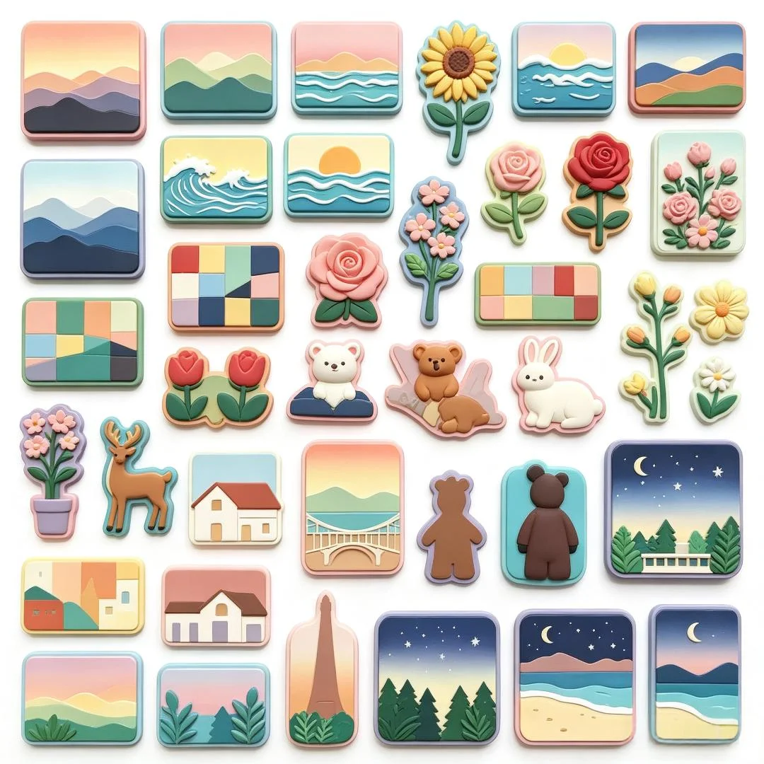 Custom Metal Magnetic Fridge Magnets Refrigerator Magnets Landscape Architecture Tourist Souvenir Hard Enamel Fridge Decoration