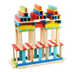 100pcs Diy Colorful Building Block Bricks Construct Toy Set Wooden Blocks For Block Printing Early education gift