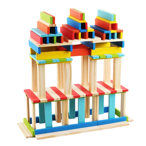 100pcs Diy Colorful Building Block Bricks Construct Toy Set Wooden Blocks For Block Printing Early education gift