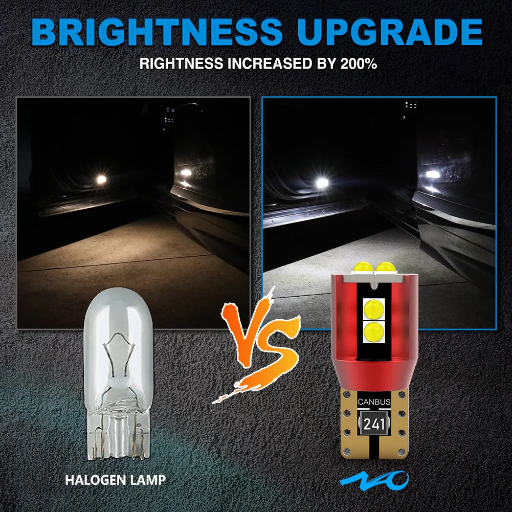NAO 2x W5W LED T10 Super Bright 2.7W 5W5 194 168 Interior Lights For Car 12V WY5W Auto Side Marker Dome Wedge Parking Bulbs