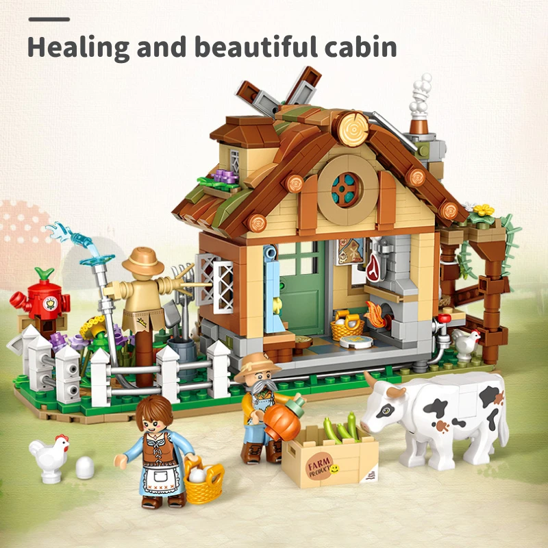 Mini Blocks Rural Hut Model Diy Building Blocks Puzzle Building Blocks Toys For Children Blocks For Girl Bricks Toys For Adults