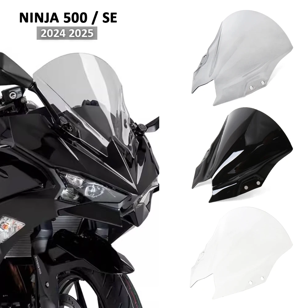 

Motorcycle Accessories Windshield Double Bubble WindScreen Fairing Deflector For Kawasaki Ninja 500 SE NINJA500 2024 2025