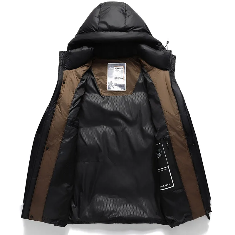 Winter New Warm Down Jacket Men's Fashion Short Down Coat Outdoor Light Waterproof White Duck Down Hooded Parka