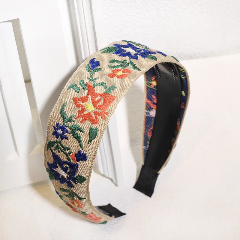 Bohemia Floral Embroidered Leafy Wide Hairbands New Flower Headband Women  Hair Hoop Girls Retro makeup