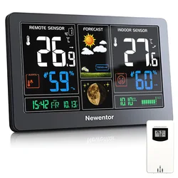 Newentor Weather Station with Atomic Clock, Weather Forecast, Temperature, Humidity, 7.5in Color Display, Barometer, Wireless