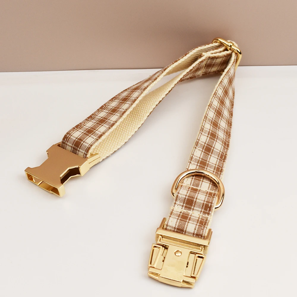 Kariertes Muster, weiches Hundehalsband, Leine, Gravur auf Halsband und Geschirr, graviertes Namensschild, Haustierbedarf, Hundeleine, Rastermuster, 25 – Detail 3