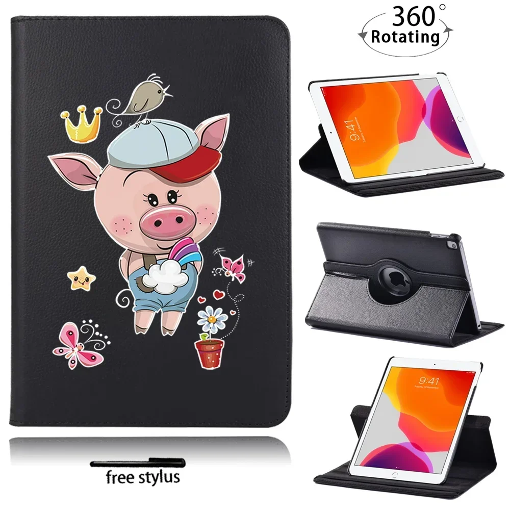 

360 Rotating Tablet Case for Apple IPad 2/4/3/Mini 1/2/3/4/5/iPad 5th/6th/7th/8th/9th Gen Anti-Drop PU Leather Cover + Stylus