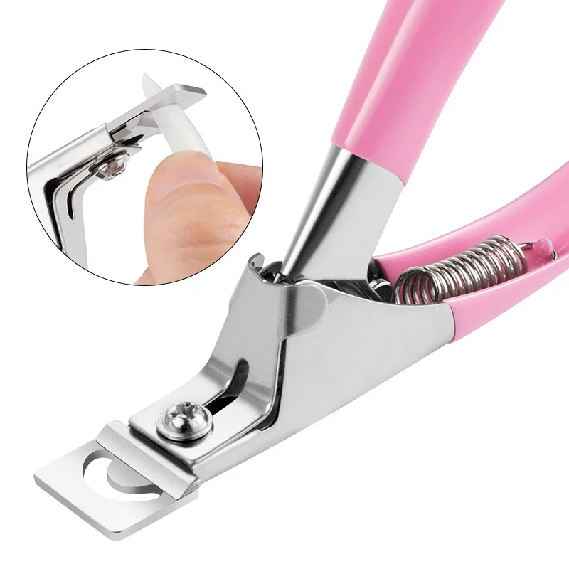 Cortador profesional de uñas postizas, cortador de puntas tipo U, recortador de bordes de uñas acrílicas, acero inoxidable, herramientas de manicura 2