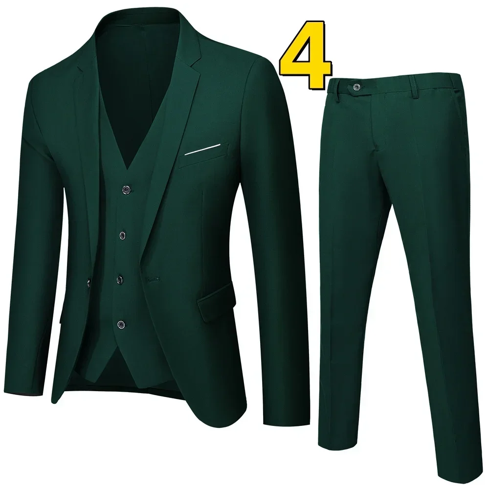 H29 Men's casual slim fit British style three-piece