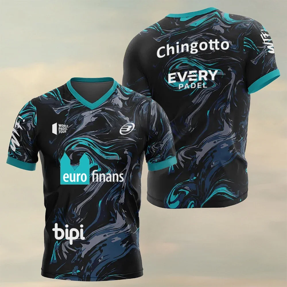 Camiseta deportiva ultrafina para hombre, camiseta transpirable con estampado de elemento Padel, camiseta de tenis de manga corta de secado rápido, verano