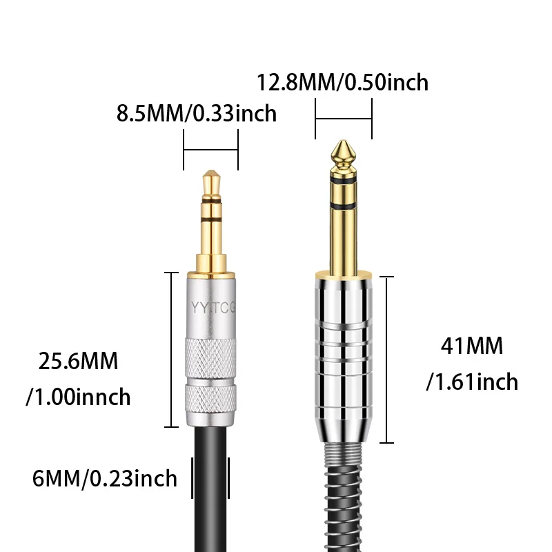 3.5mm to 6.35mm Adapter Aux Cable for Guitar Mixer Amplifier CD Player Speaker Gold Plated 3.5 Jack to 6.5 Jack Male Audio Cable