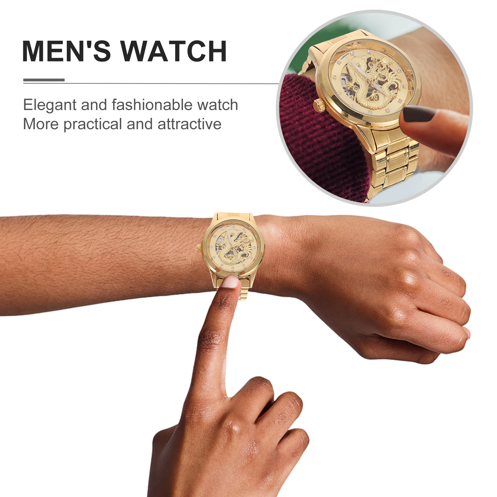 

Waterproof Quartz Watches Stainless Steel Business Watch Hollow out Design Durable Material Male Timepiece Band Accessories