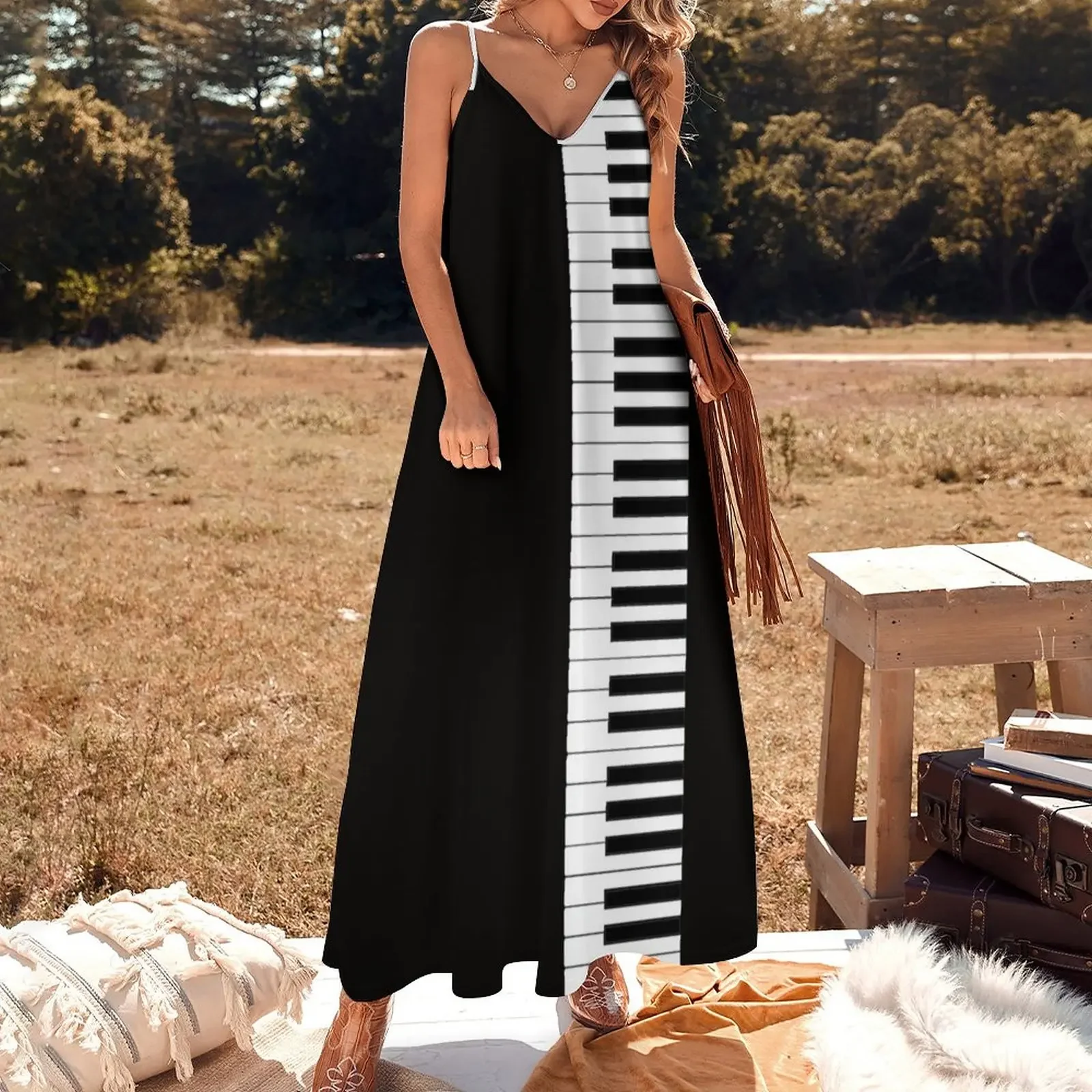 Piano Keyboard Sleeveless Dress birthday dress dress for women summer Party dresses for pregnant women