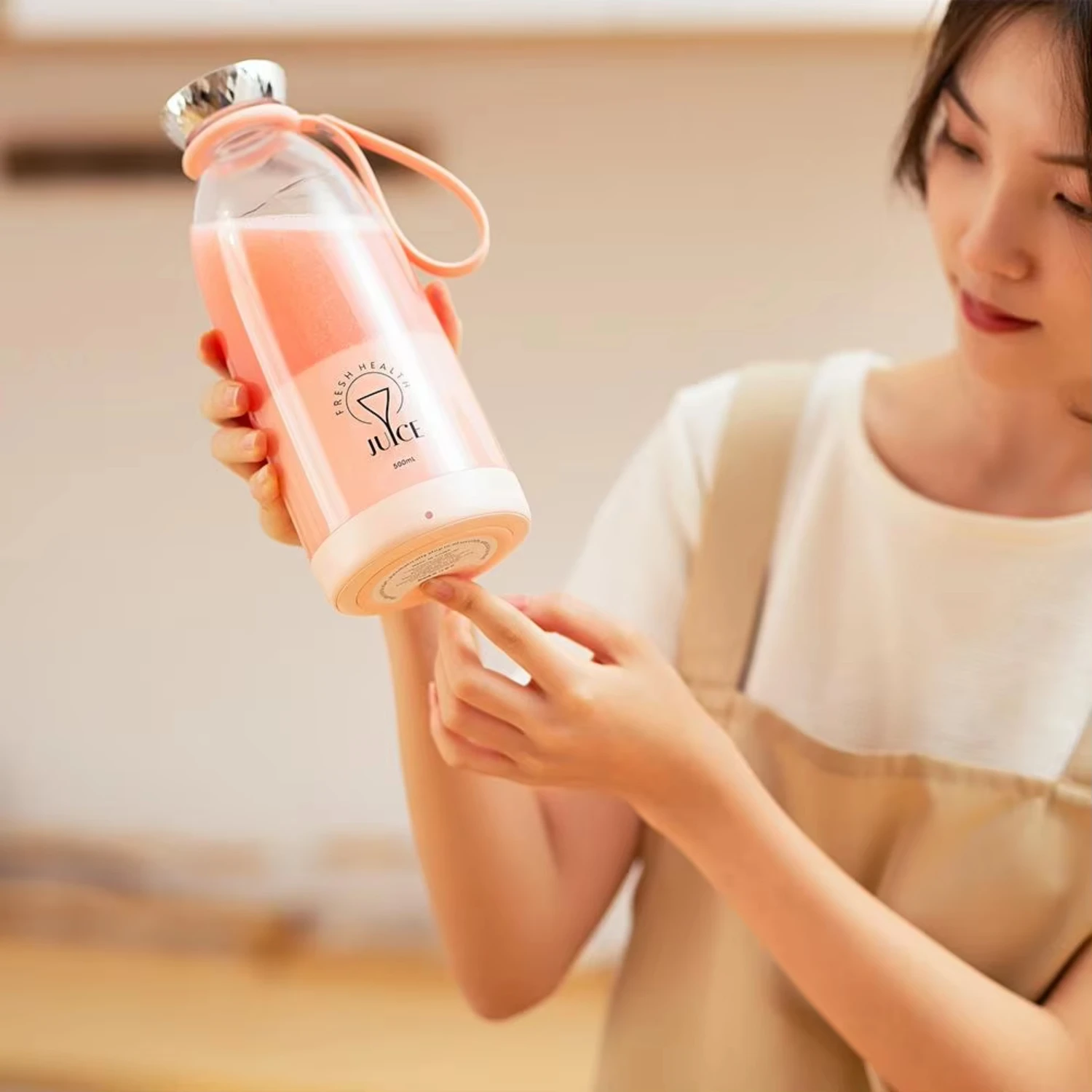 Frullatore portatile 500ml Ricaricabile Spremiagrumi Macchina Frullatore personale per succo fresco Frullato Tazza Frullatore per frutta