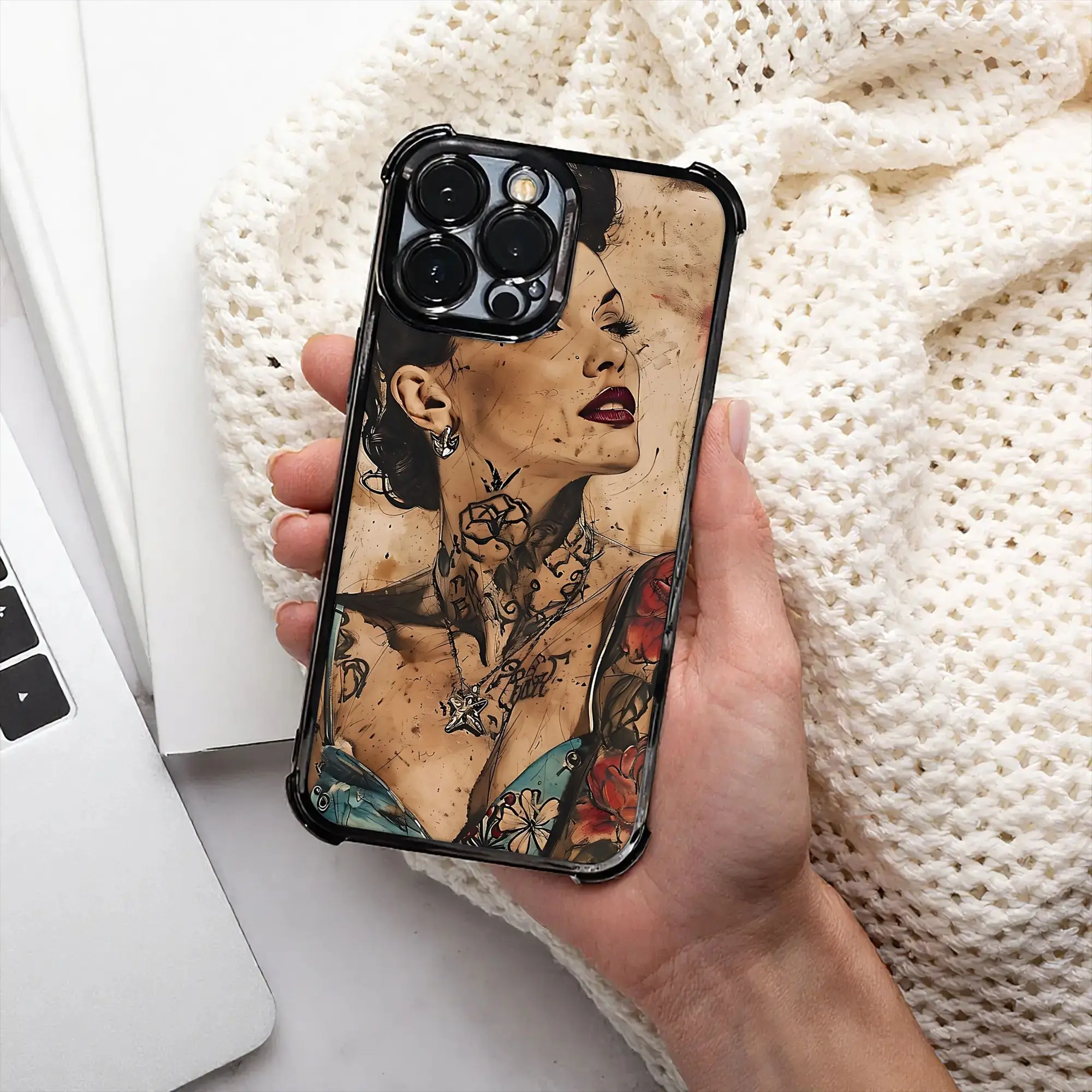 Funda para iPhone con estampado Ink Glamour Woman, proceso de galvanoplastia creativo, para varios modelos de iPhone
