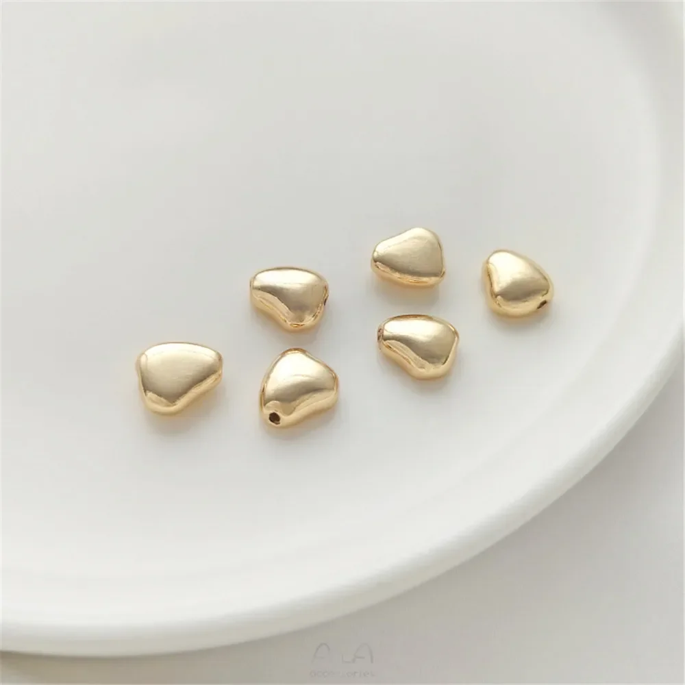 14K gold coated irregular peach heart separated beads, bean through-hole separated beads, handmade DIY chain matching beads