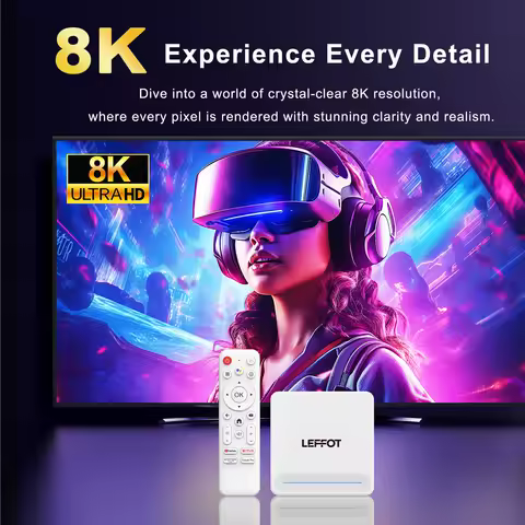 LEFFOT H618Plus Android 14 Allwinner H618 TV Box Quad Core 8K Wifi 6 BT5.4 H618 Plus Media Player Set Top Box