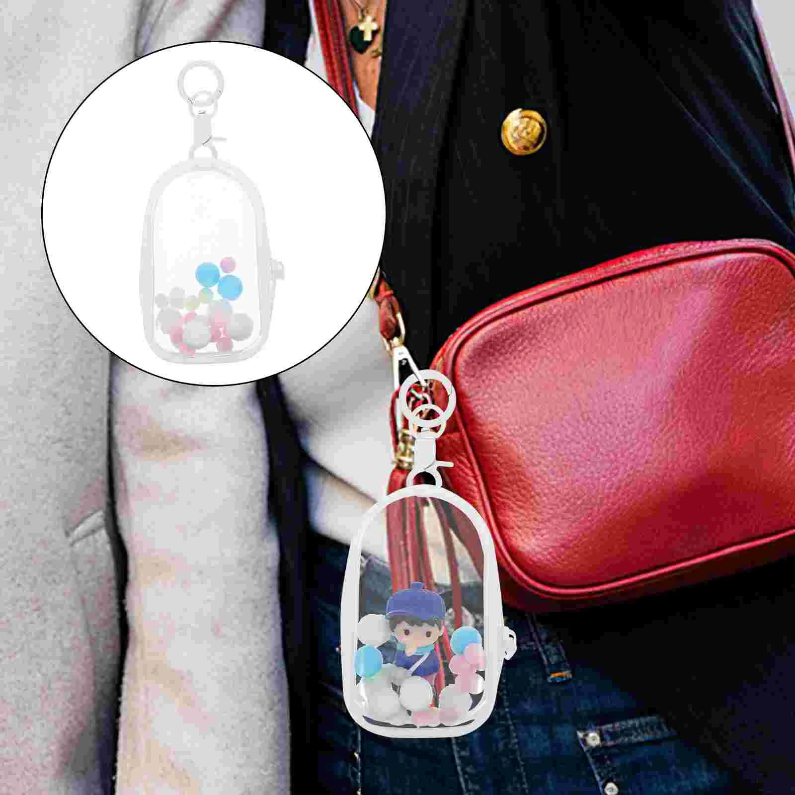 

Show Baby Bag Mini Purse Keychain Charm with Buckle Clear Pvc Dolls Small Travel Hanging Storage for