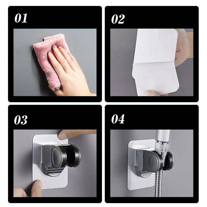 Self-adhesive Shower Head Holder Adjustable Punch Free Bathroom Bidet Shower Head Stand Bracket Wall Mounted Kitchen Accessories